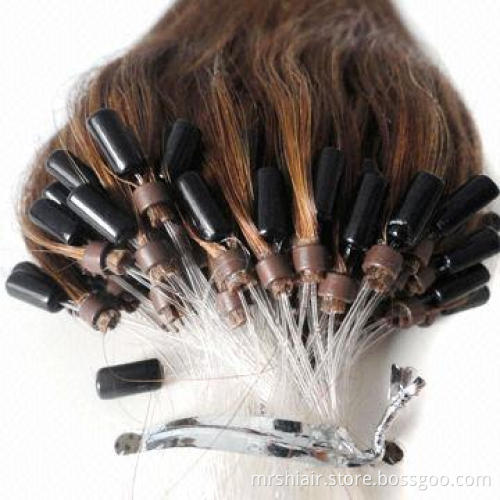 8# 1.0g micro loop hair extension, chestnut brown, all lengths, nice texture, wholesale